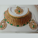 Neetu Art Gold Plated Kundan Stone Choker Necklace Set With Maangtikka