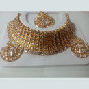 Neetu Art Gold Plated Kundan Stone Choker Necklace Set With Maangtikka