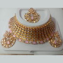 Neetu Art Gold Plated Kundan Stone Choker Necklace Set With Maangtikka