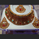 Neetu Art Gold Plated Kundan Stone Choker Necklace Set With Maangtikka