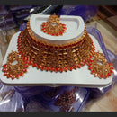 Neetu Art Gold Plated Kundan Stone Choker Necklace Set With Maangtikka