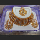 Neetu Art Gold Plated Kundan Stone Choker Necklace Set With Maangtikka