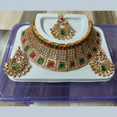 Neetu Art Gold Plated Kundan Stone Choker Necklace Set With Maangtikka