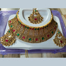 Neetu Art Gold Plated Kundan Stone Choker Necklace Set With Maangtikka