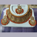 Neetu Art Gold Plated Kundan Stone Choker Necklace Set With Maangtikka