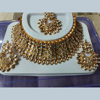 Neetu Art Gold Plated Kundan Stone Choker Necklace Set With Maangtikka