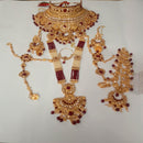 Neetu Art Gold Plated Red Stone And Kundan Bridal Jewellery Set for Women