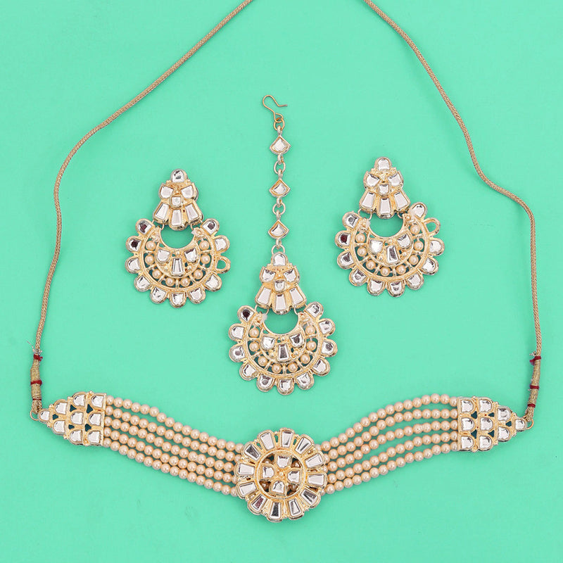 Neetu Art Gold Plated Kundan Choker Necklace Set