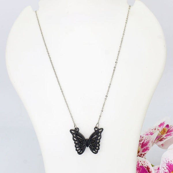 Pinapes Cute Butterfly Pendant Necklace for Women Simple Gold Color Chain  Letter Babygirl Necklace Girls Layered Jewelry