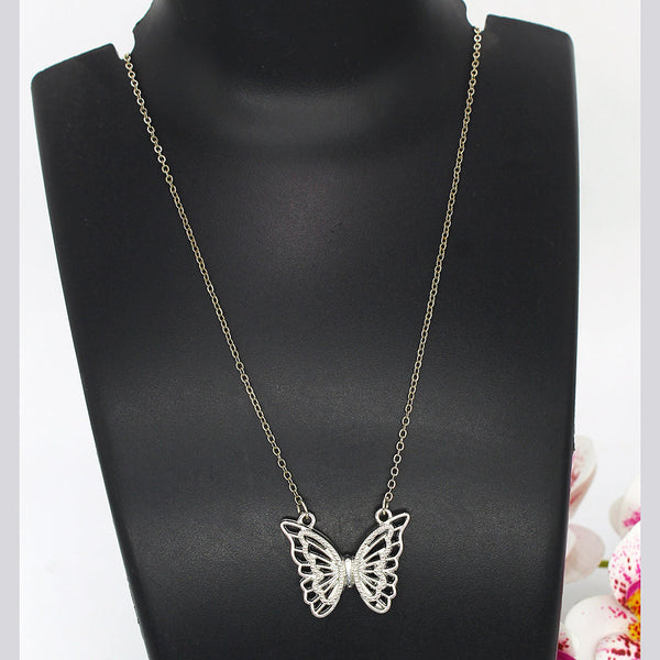 Mahavir Oxidised Plated Butterfly Pendant Chain