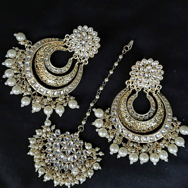 Buy Designer Earrings Set Online From I Jewels  Kundan Maang Tikka  Pearl  Earring Set