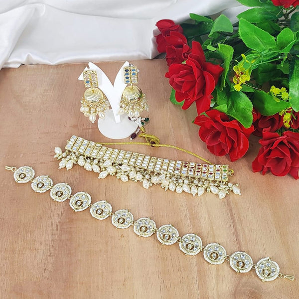 Manisha Jewellery Gold Plated Kundan Necklace Set With Sheeshphool