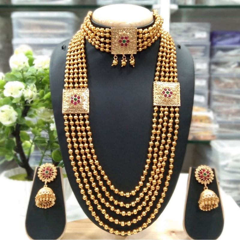 Manisha Jewellery Gold Plated Double Necklace Set