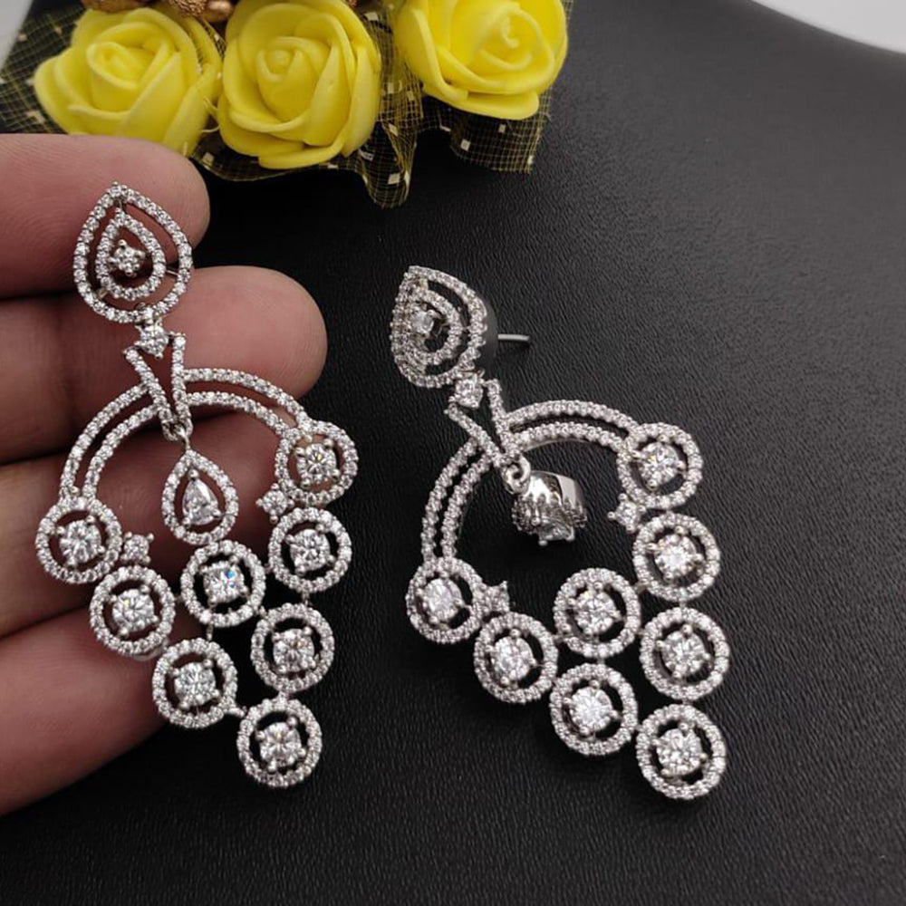 Simran Rose Gold Chandbali Cubic Zirconia Earrings – AryaFashions
