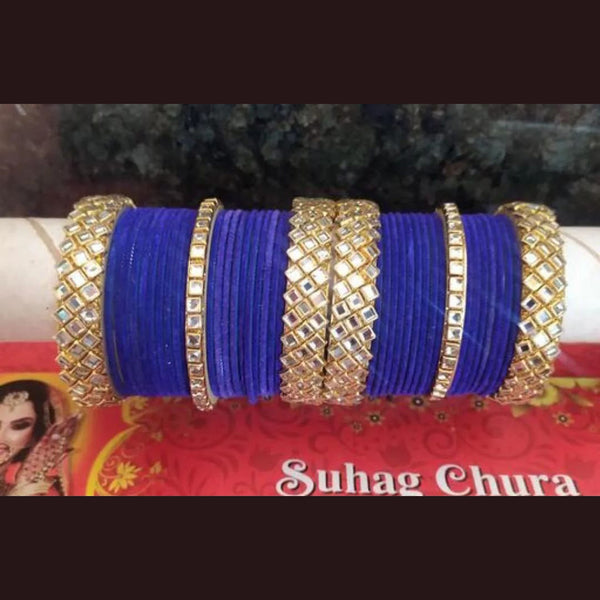 Manisha Gold Plated Velvet Bangles Set