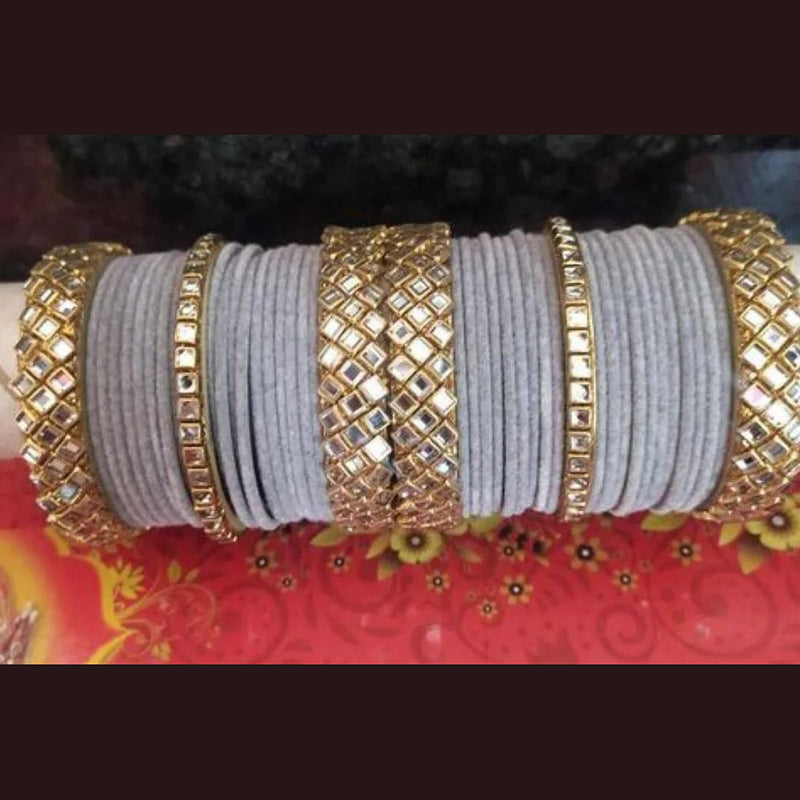 Manisha Gold Plated Velvet Bangles Set