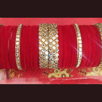 Manisha Gold Plated Velvet Bangles Set