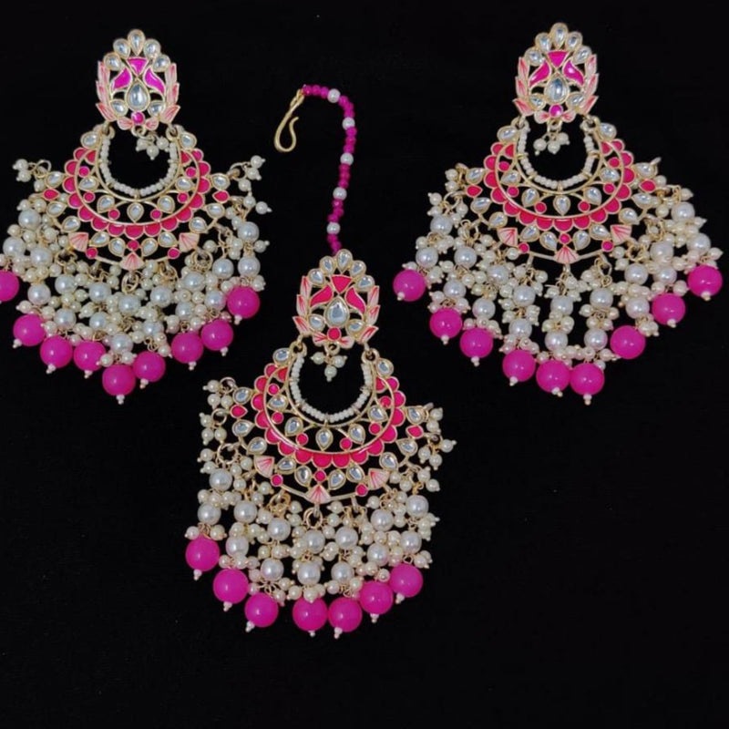 Manisha Jewellery Meenakari & Kundan Earrings With Maangtikka