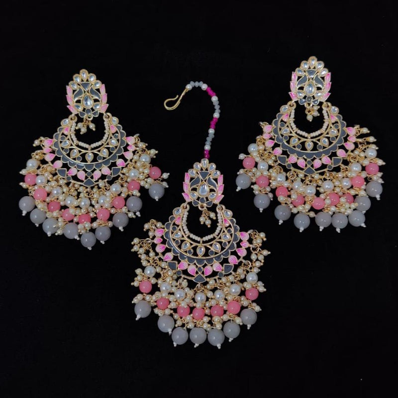 Manisha Jewellery Meenakari & Kundan Earrings With Maangtikka