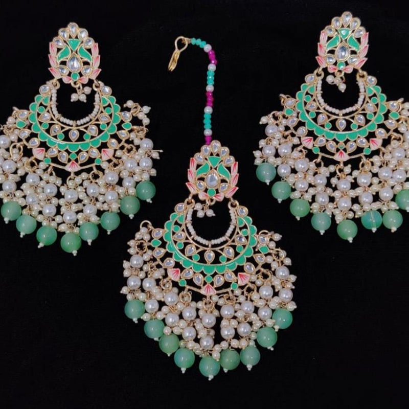 Manisha Jewellery Meenakari & Kundan Earrings With Maangtikka