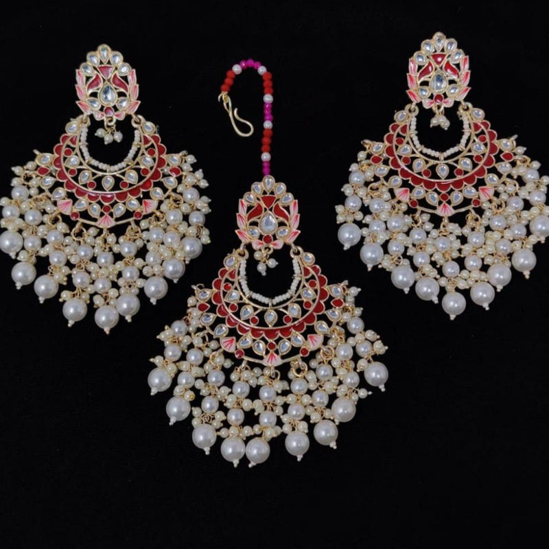 Manisha Jewellery Meenakari & Kundan Earrings With Maangtikka