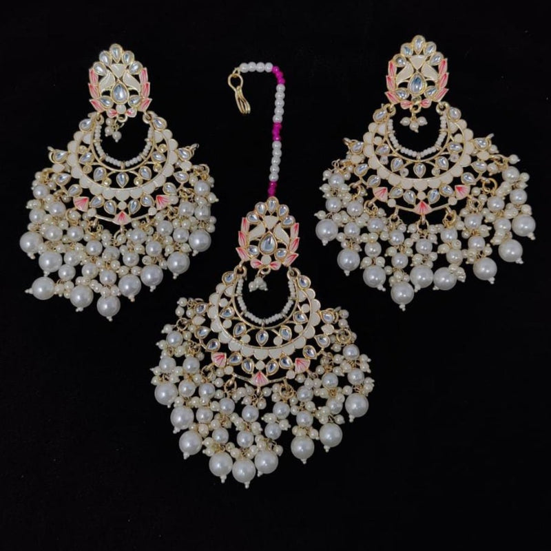 Manisha Jewellery Meenakari & Kundan Earrings With Maangtikka