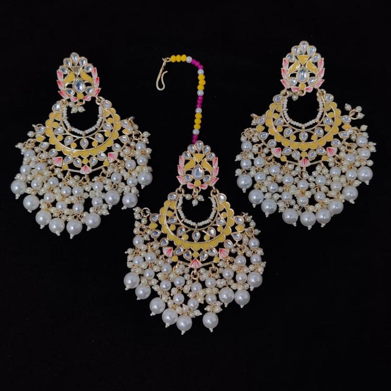 Manisha Jewellery Meenakari & Kundan Earrings With Maangtikka