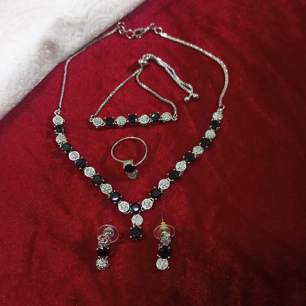 Manisha Jewellery Austrian Stone Necklace Set with Ring And Bracelet