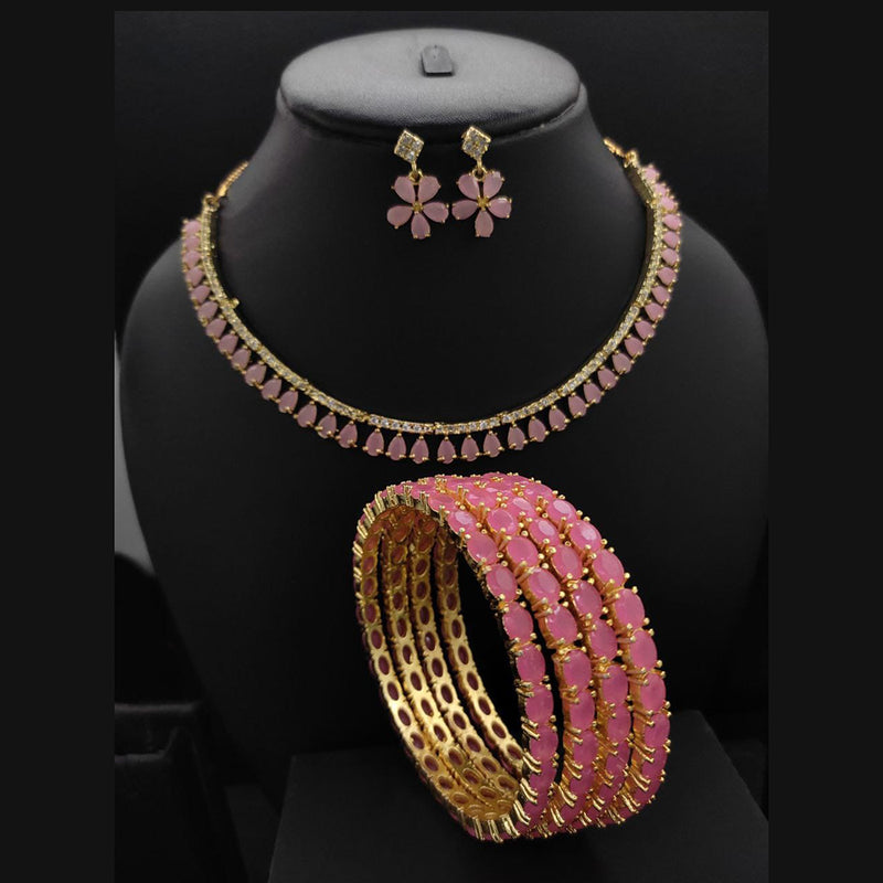 Manisha Jewellery Gold Plated Necklace And Bangles Set