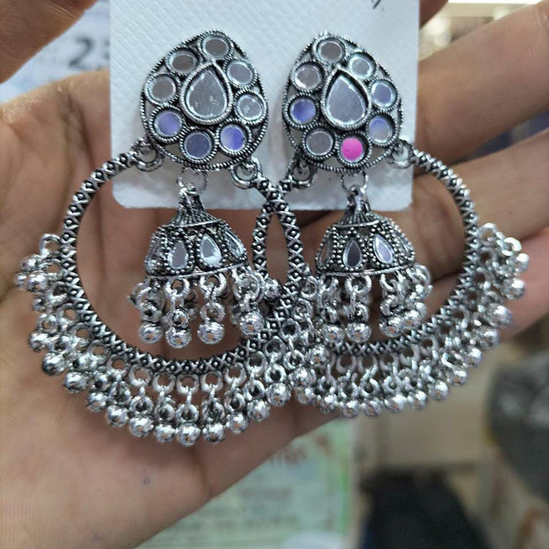 Manisha Jewellery Oxidized Plated Mirror Jhumki Earrings