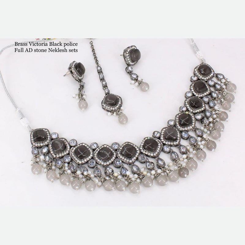 Manisha Jewellery Silver Plated American Diamond Necklace Set