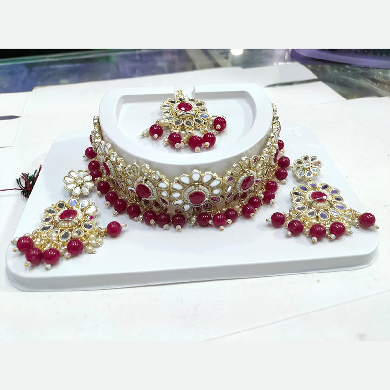 Manisha Jewellery Gold Plated Mirror & Beads Necklace Set