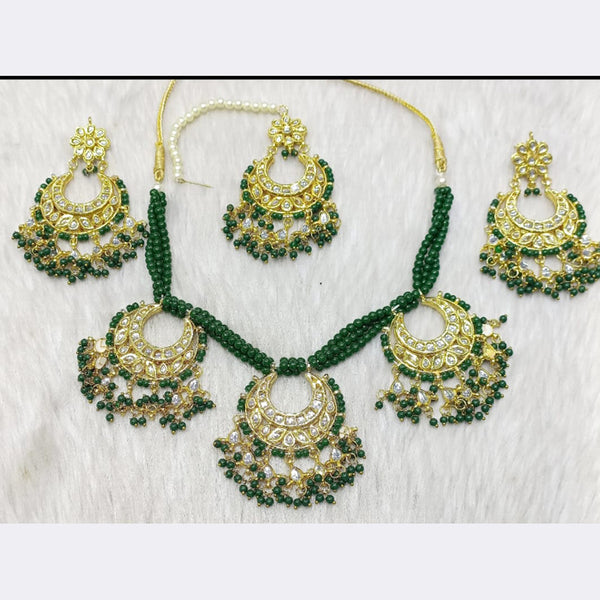 Manisha Jewellery Gold Plated Kundan Stone  & Beads Necklace Set