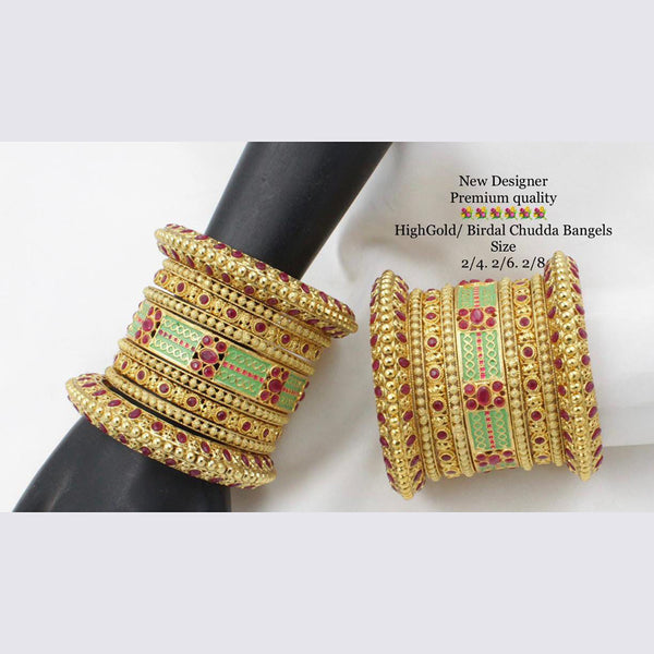 Manisha Jewellery Pota Stone Gold Plated Bangles Set