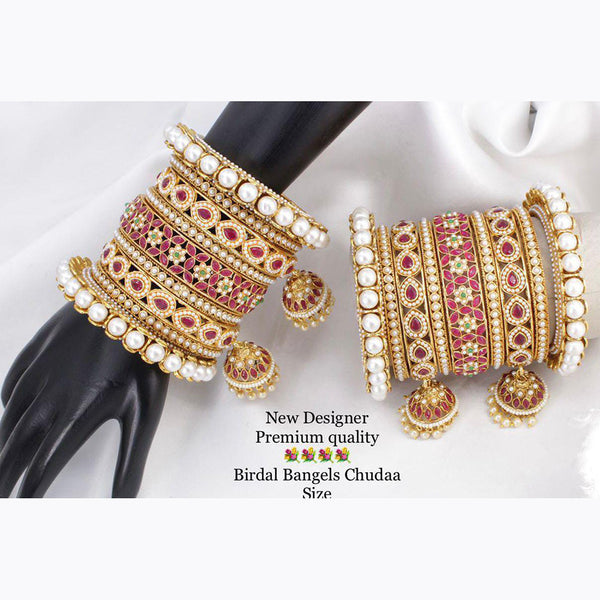 Manisha Jewellery Pota Stone Gold Plated Bangles Set