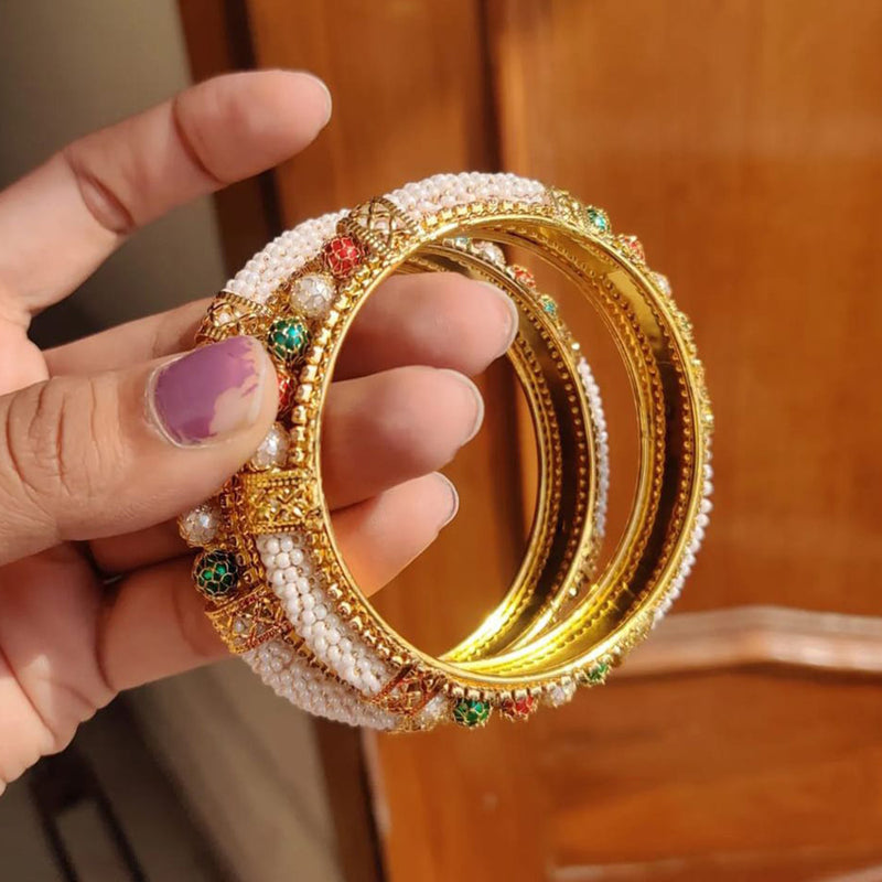 Manisha Jewellery Gold Plated Pearl Bangles Set