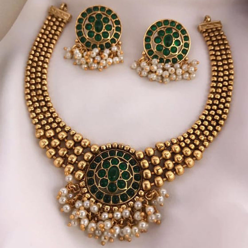 Manisha Jewellery Gold Plated Kundan Pota Stone Necklace Set