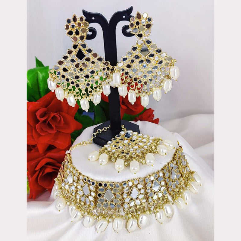 Manisha Jewellery Gold Plated Mirror & Beads Necklace Set