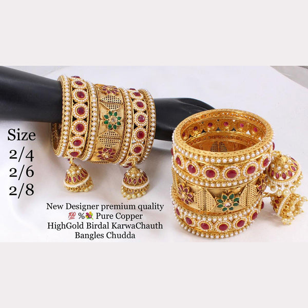 Manisha Jewellery Pota Stone Copper Bangles Set