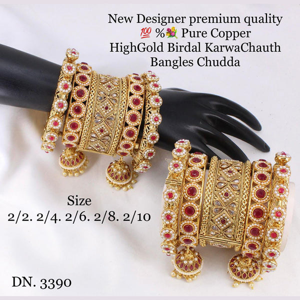 Manisha Jewellery Pota Stone Copper Bangles Set