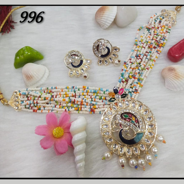 Manisha Jewellery Gold Plated Kundan Stone & Meenakari Necklace Set