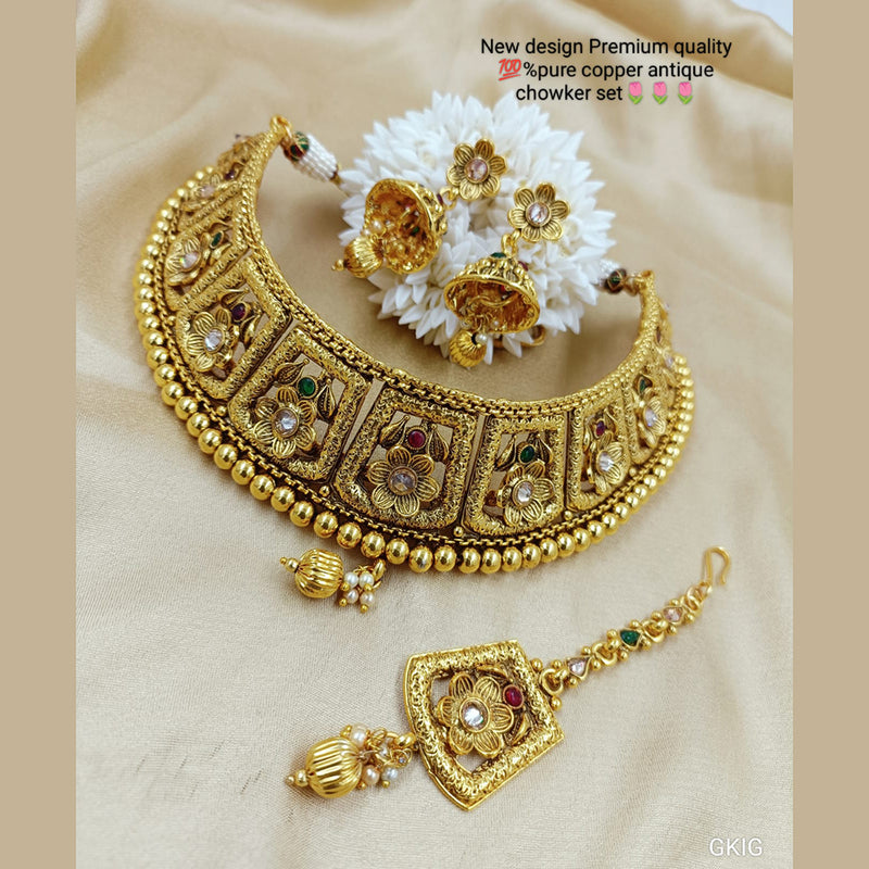 Manisha Jewellery Copper Pota Stone Necklace Set