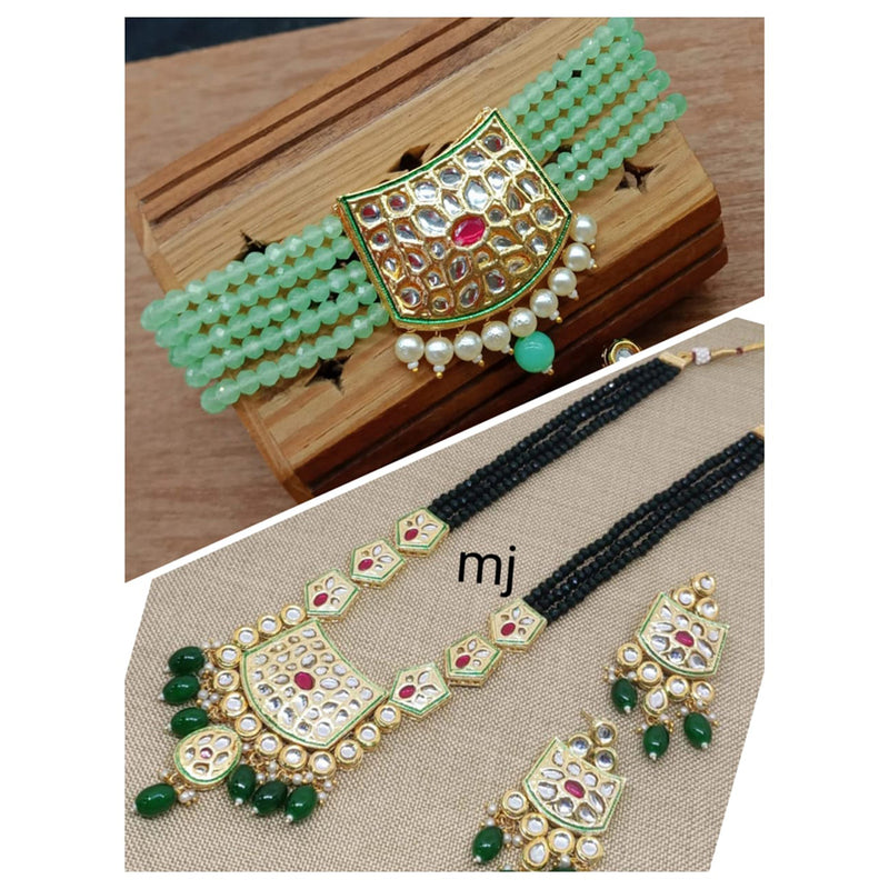 Manisha Jewellery Gold  Plated Kundan Stone Double Necklace Set