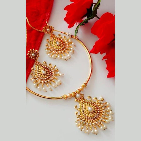 Manisha Jewellery Pota Kundan Stone Gold Plated Choker Necklace Set