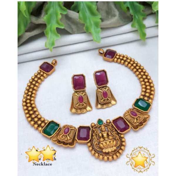 Manisha Jewellery Pota Stone Gold Plated Choker Necklace Set