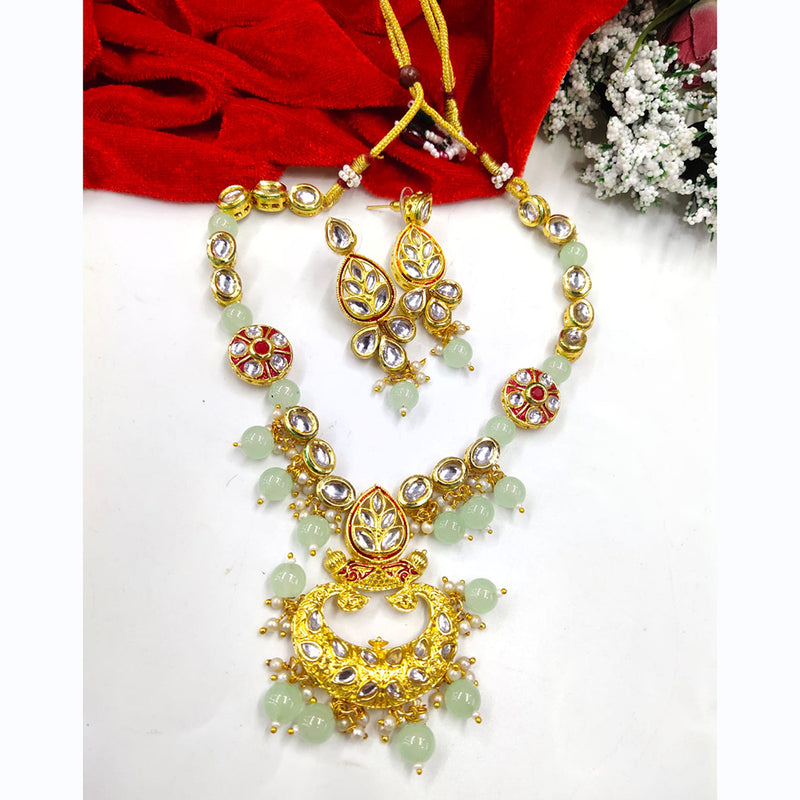 Manisha Jewellery Kundan Stone And Beads Gold Plated Choker Necklace Set