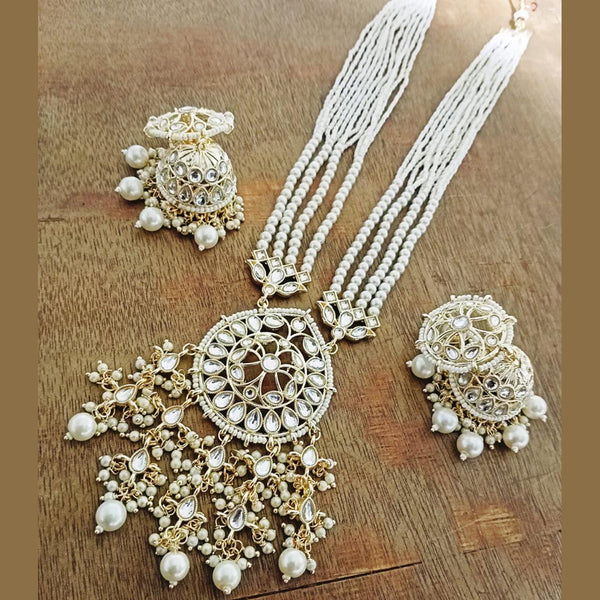 Manisha Jewellery Kundan Stone And Beads Gold Plated  Necklace Set