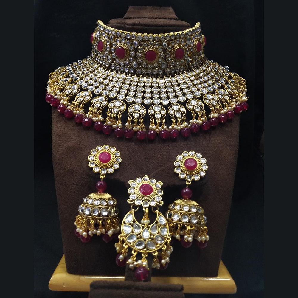 Manisha Jewellery Kundan Stone Gold Plated Necklace Set