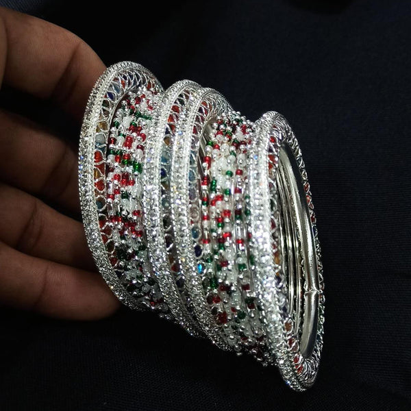 Manisha Jewellery Silver Plated Pearl  Bangles Set