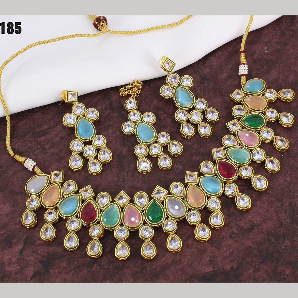 Manisha Jewellery Gold Plated Ad Stone Necklace Set